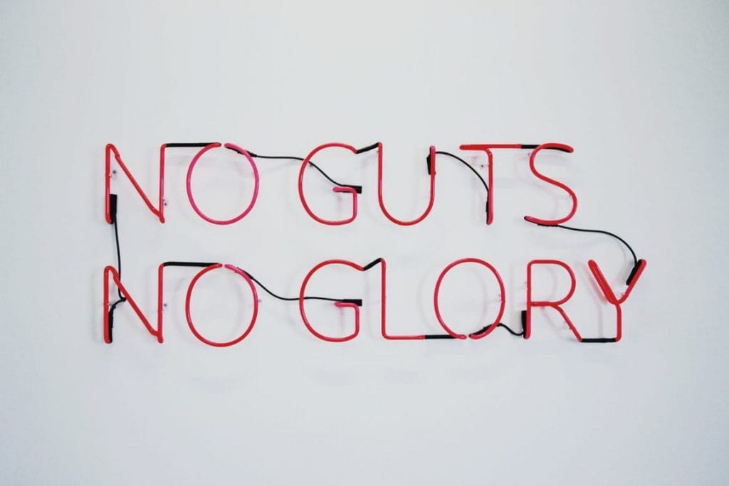 red no guts no glory neon signage