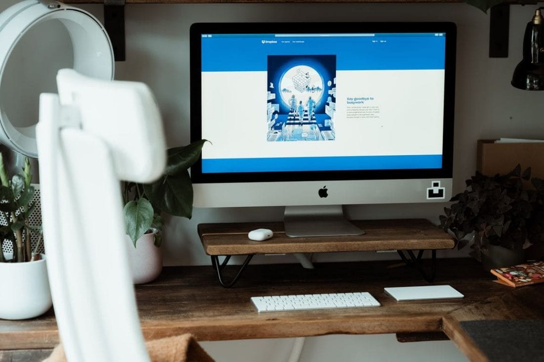 Dropbox website on iMac in home office