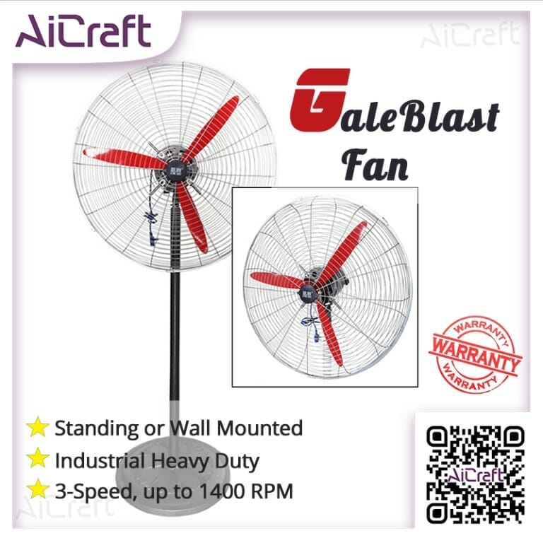 🍀 [SG STOCK] GaleBlast Industrial Standing Fan 50, 65, 75 cm . 20, 26, 30  inches . Super Windy High Velocity 3 Speed Full Metal 3 Blades Industrial  Grade Heavy Duty 🍀, Furniture & Home Living, Lighting & Fans, Fans on  Carousell